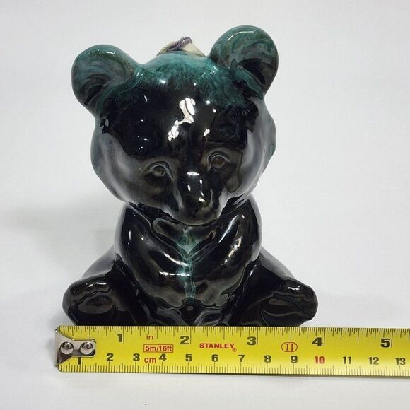 Blue Mountain Pottery 5" Green Drip Glaze Teddy Bear w Sticker Tag Canada - Picture 6 of 8